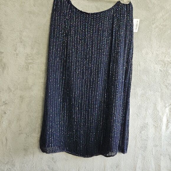 Lawrence Kazar Women's Lg blue Silk Beaded Skirt And Top formal wedding - Picture 12 of 16